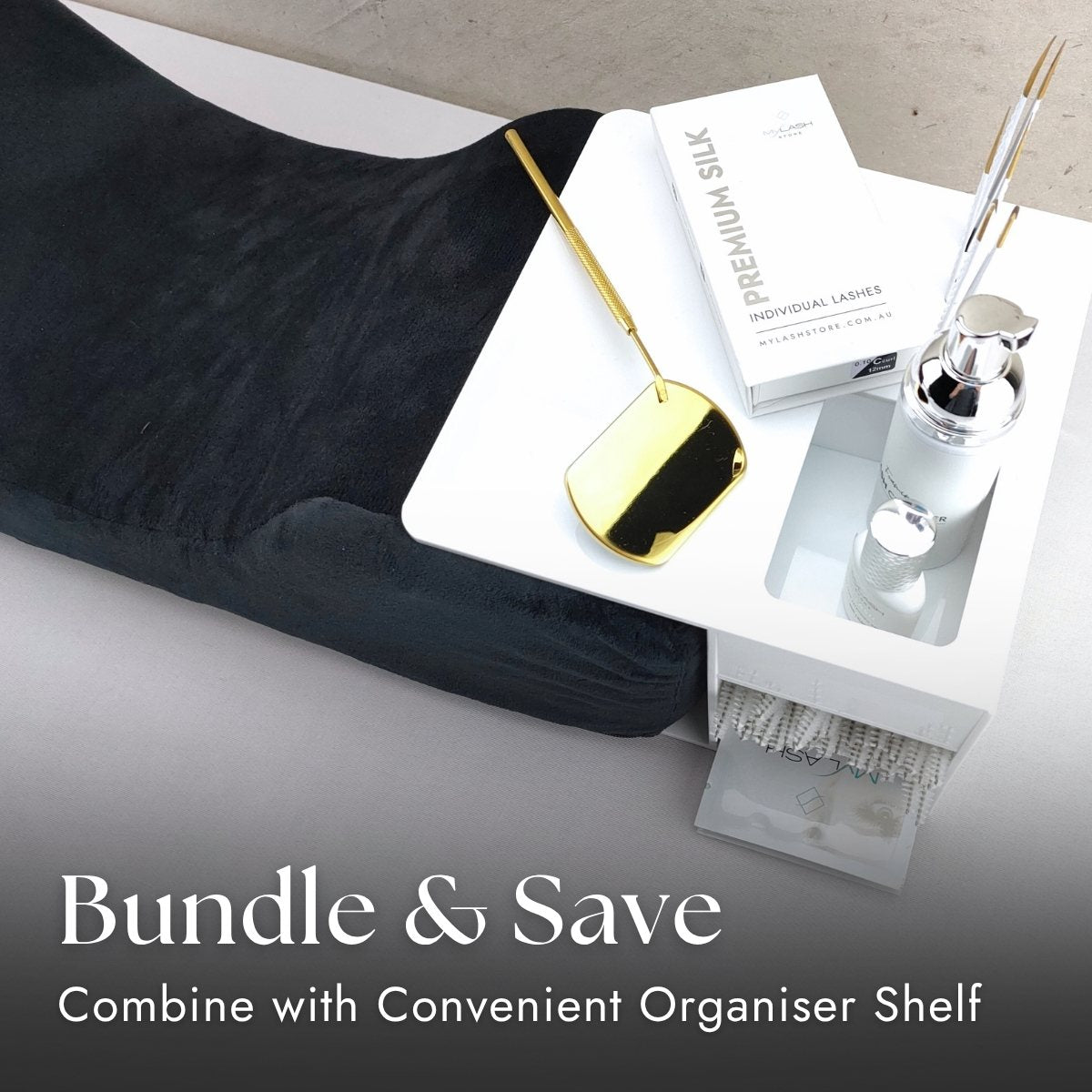 Ergonomic Lash Pillow with Organiser Shelf