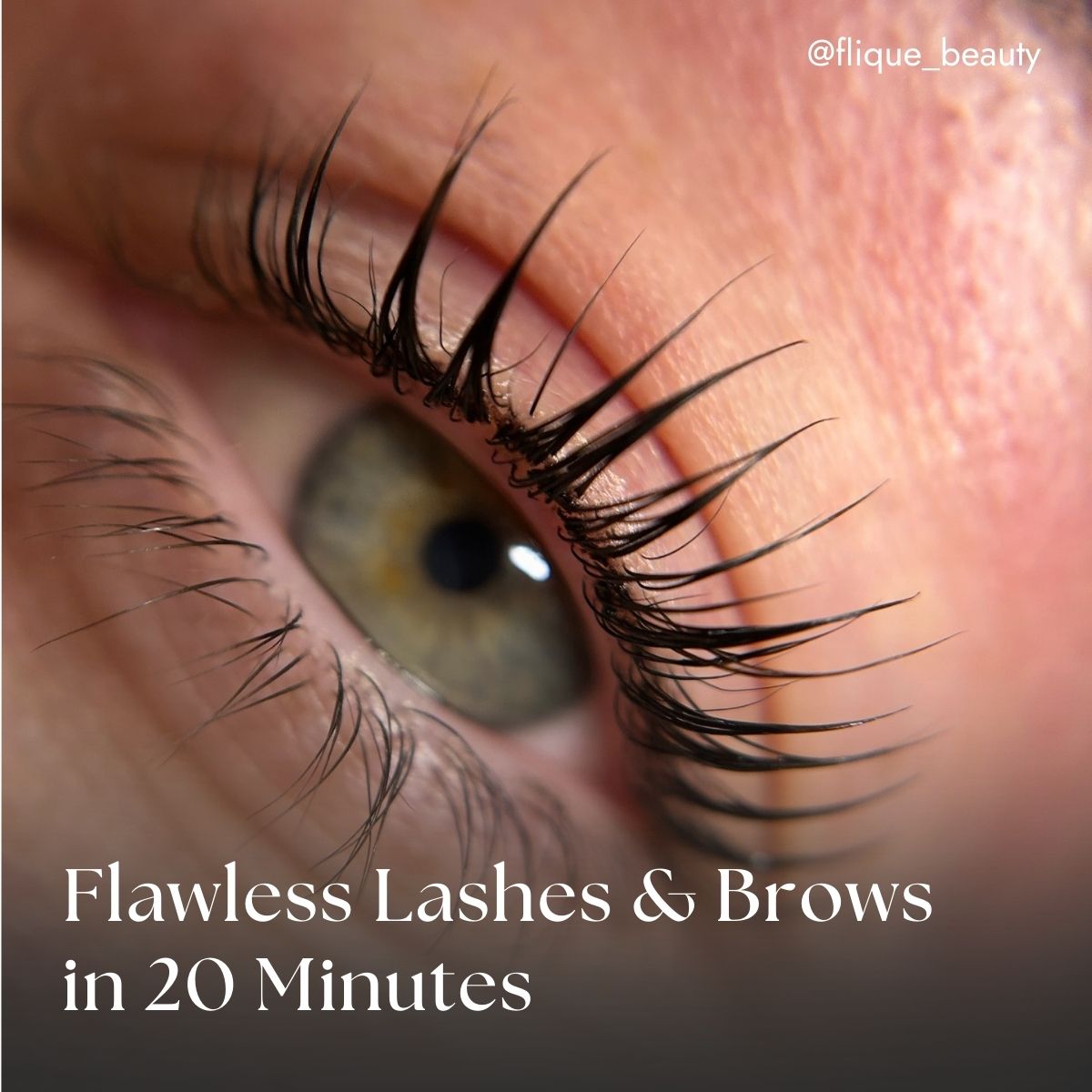 Close-up of a lash lift and text &