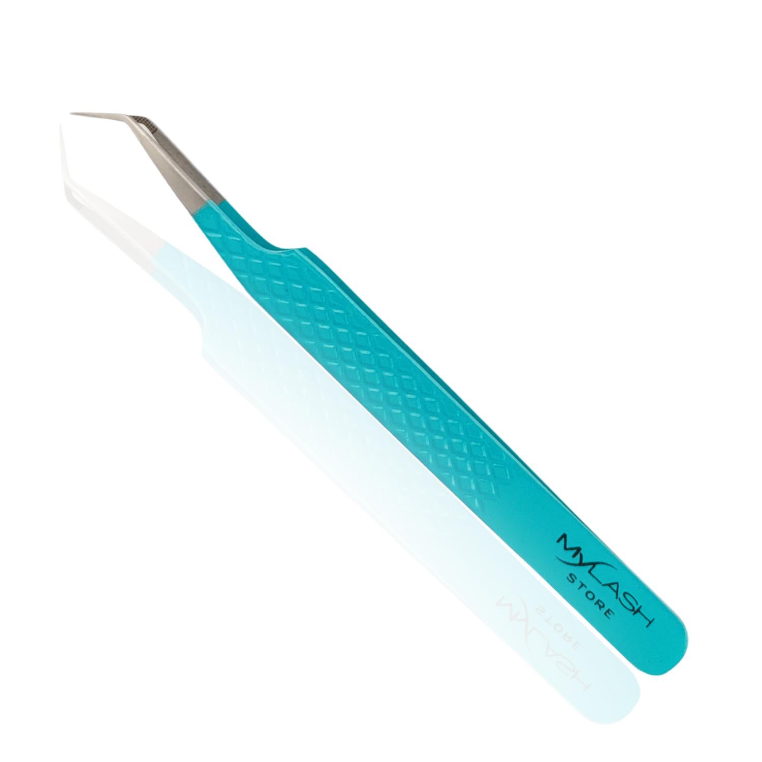Crystal Teal Fibre Tip Lash Tweezer - 45 Degree Tweezer
