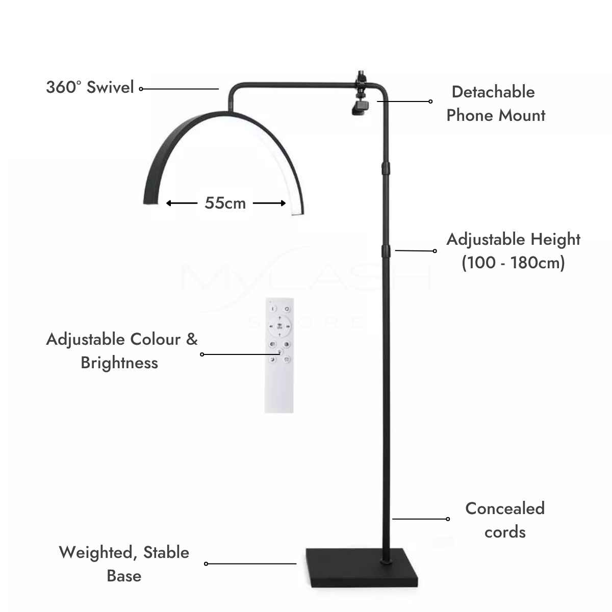 Half Moon LED Lash Light Features