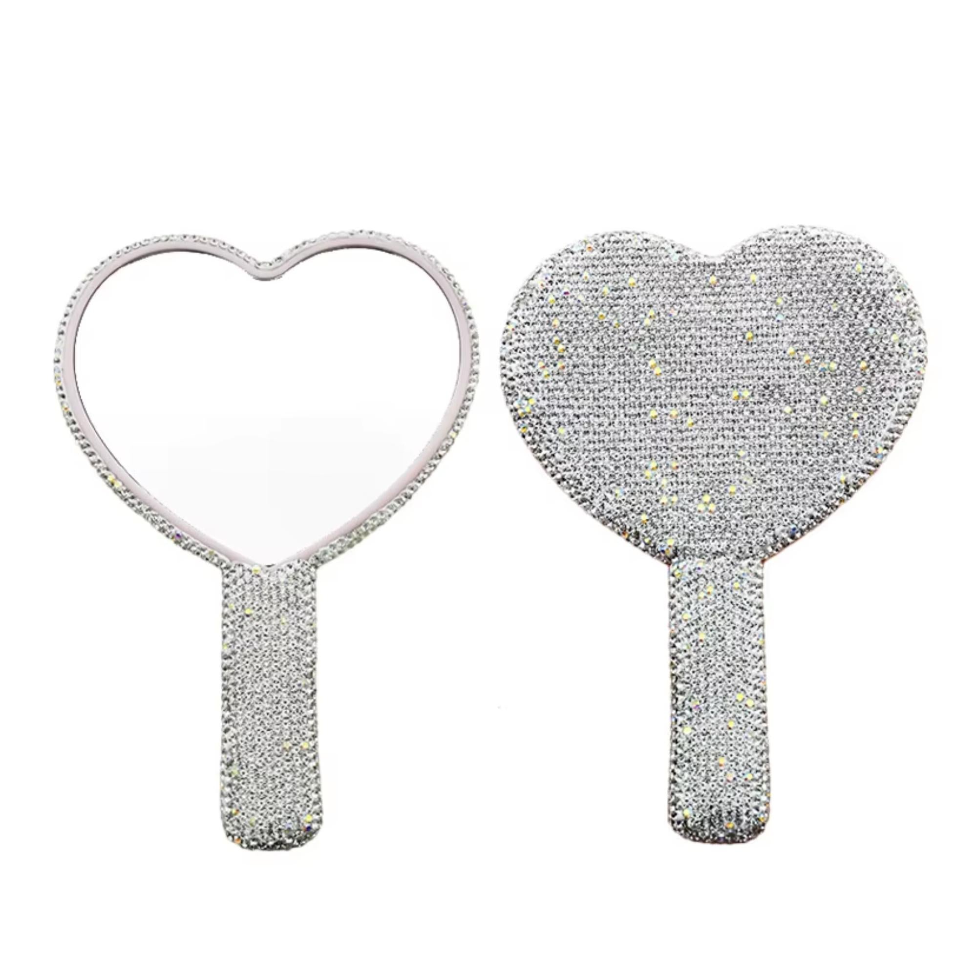 Handheld Mirror for Eyelash Extensions - Silver Heart Shaped Mirror