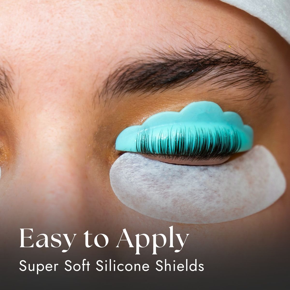 Soft Silicone Lash Lift Shields Applied to Client