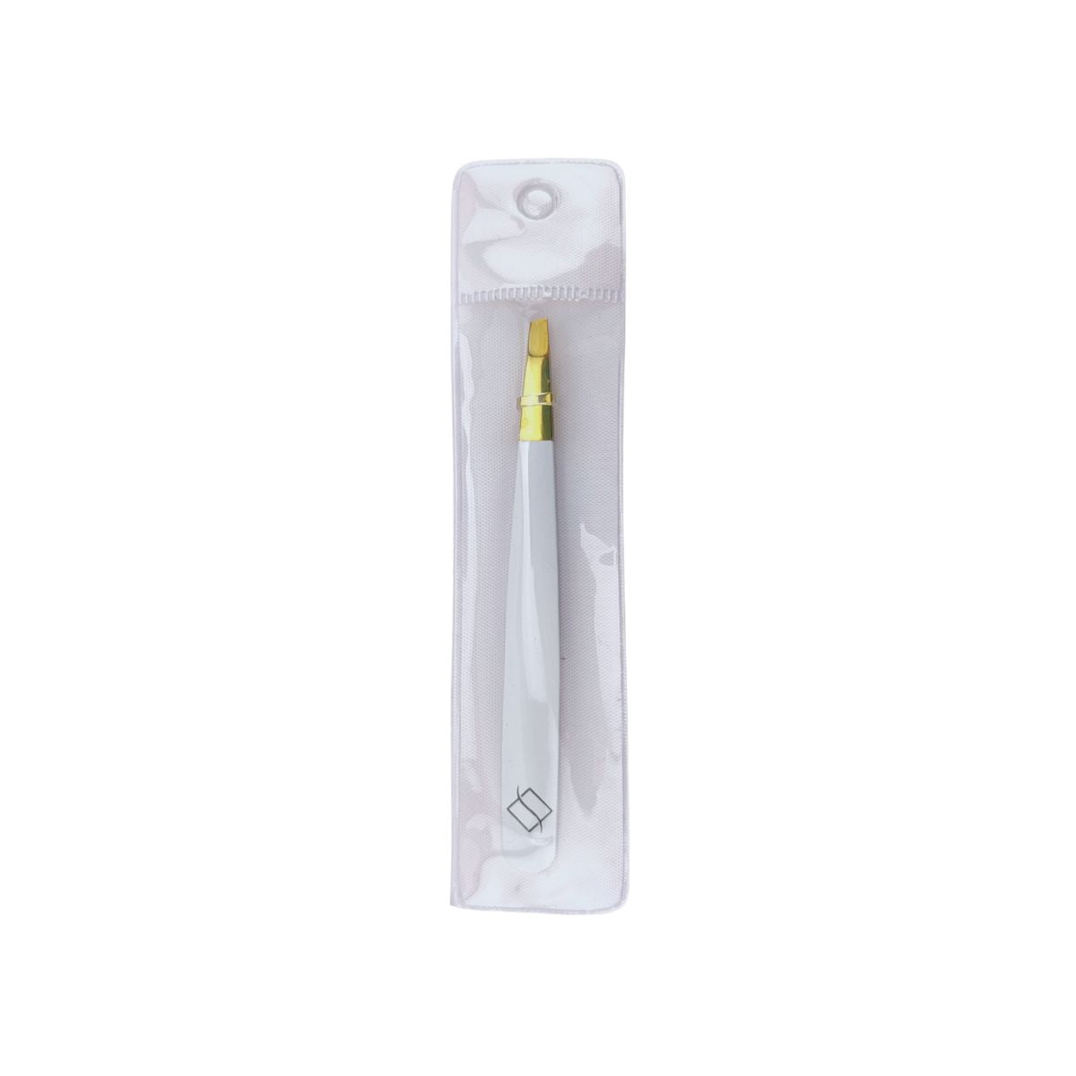 White & Gold Brow Tweezers in Packaging