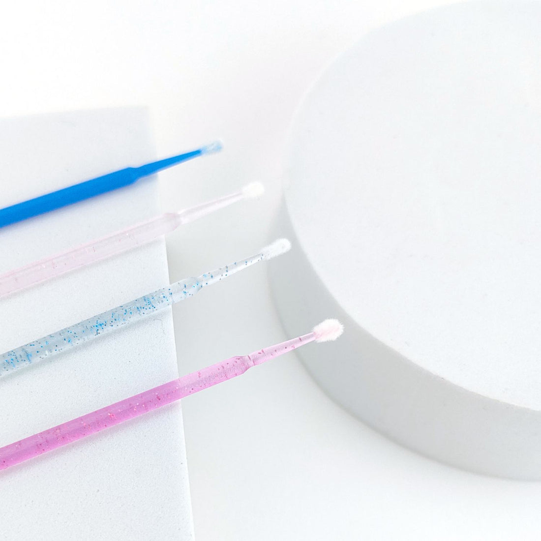 Disposable Micro Brushes for Eyelash Extensions Blue Pink Purple Glitter