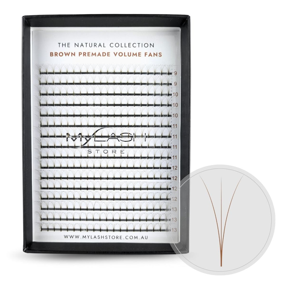 3D Brown Premade Fans - Long Stem | The Natural Collection