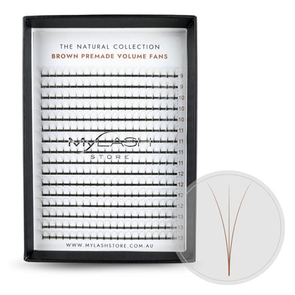 3D Brown Premade Fans - Long Stem | The Natural Collection