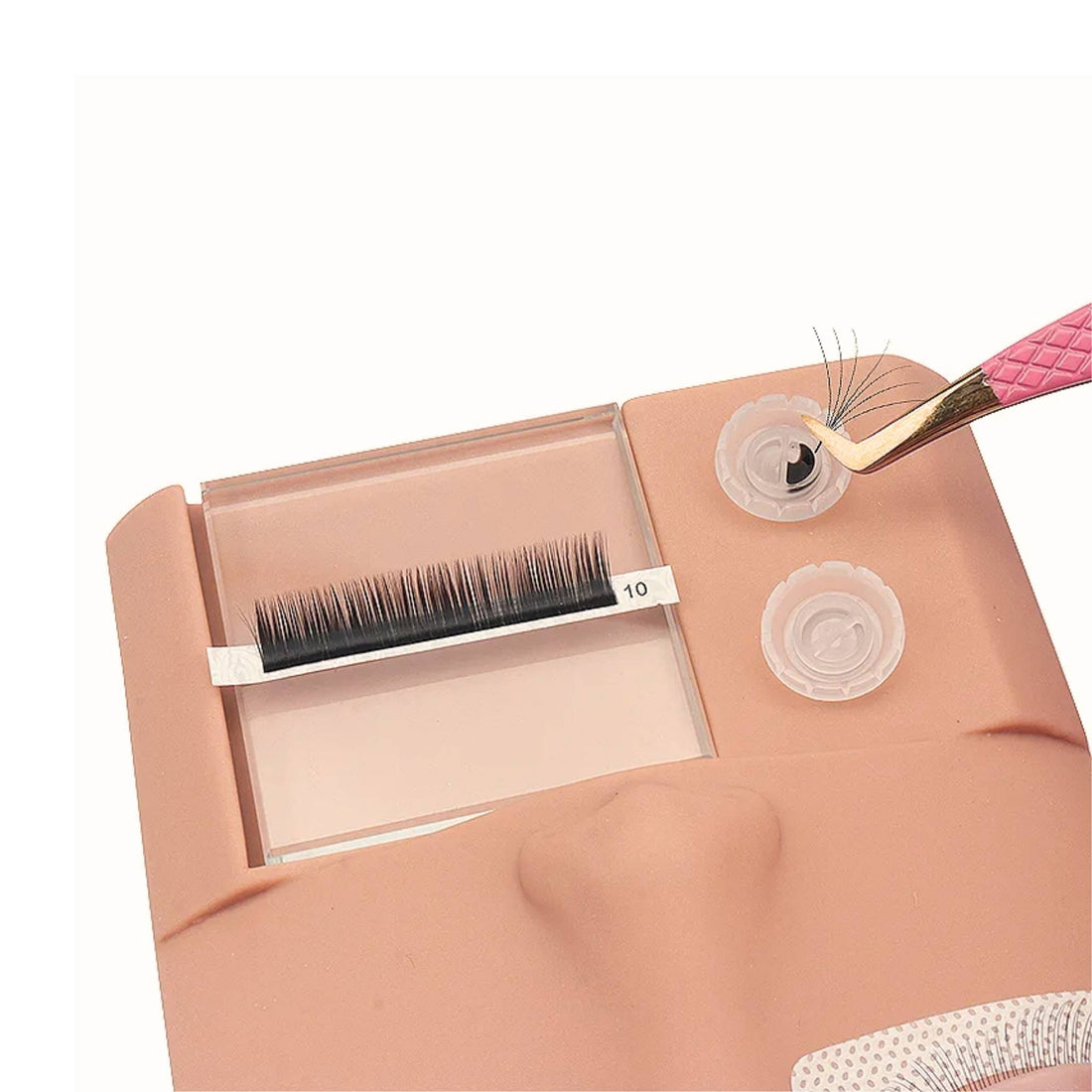Lash mannequin with glass palette