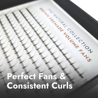 5D Brown Premade Fans - Long Stem Close Up