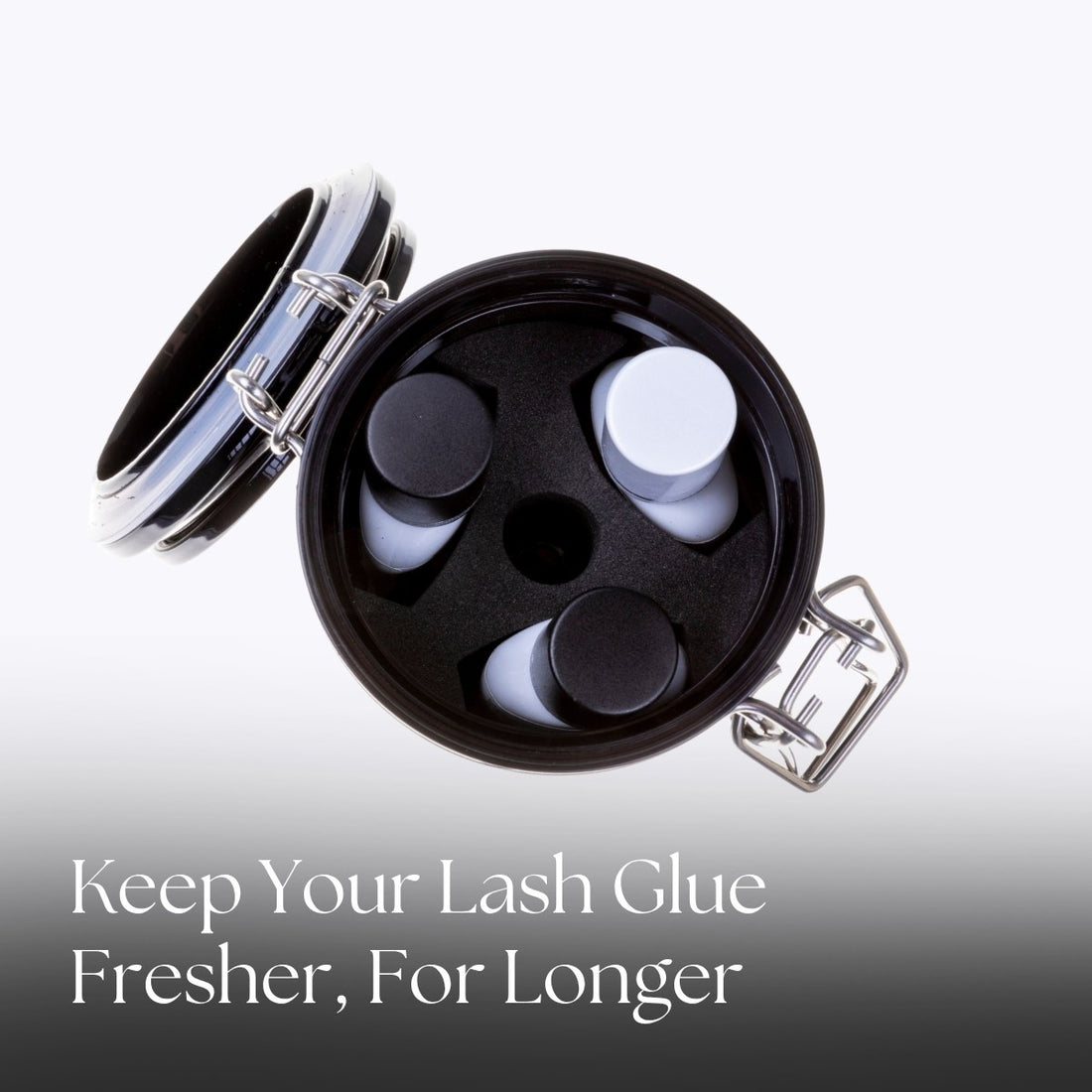 Lash Adhesives inside a Lash Glue Storage Container