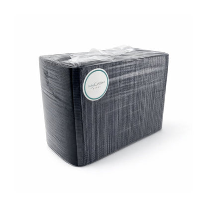 Packaged lash pillow head covers in black with a visible brand label on a white background