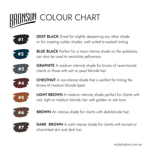 Bronsun Lash & Brow Cream Dye Colour Chart