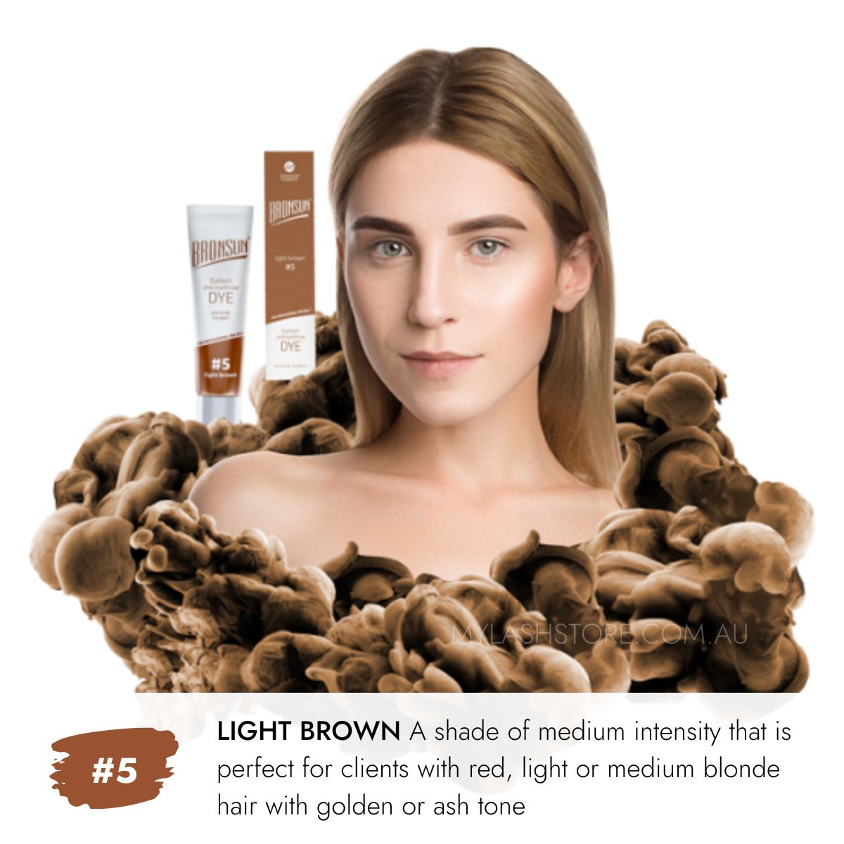 Bronsun Lash & Brow Gel Dye #5 Light Brown - Model