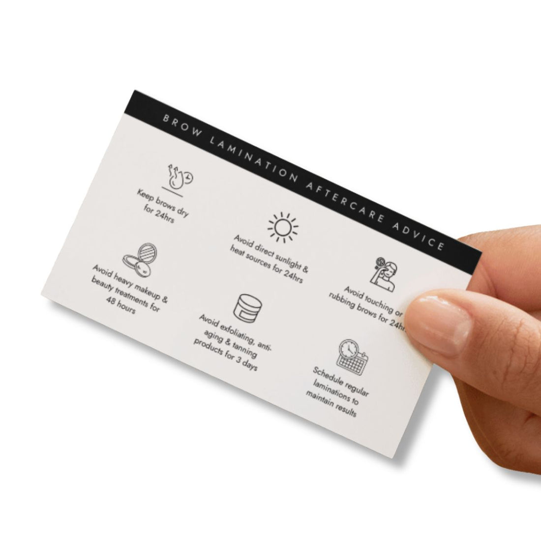 Brow Lamination Aftercare Advice Card - Back