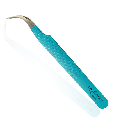 Crystal Teal Fibre Tip Lash Tweezer - Curved Tweezer