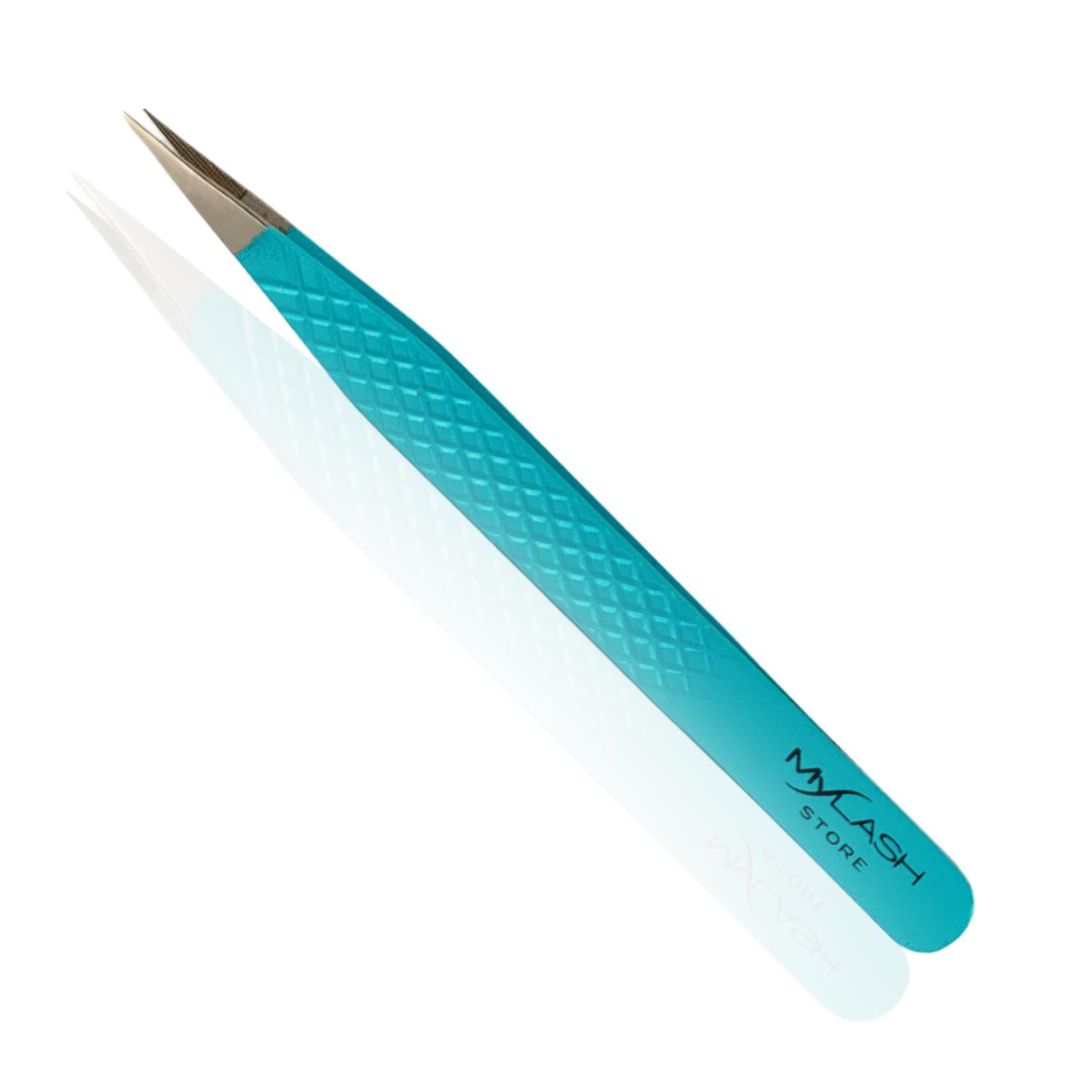 Crystal Teal Fibre Tip Lash Tweezer - Straight Tweezer