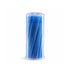 Clear cylindrical container filled with blue blue micro brushes white background