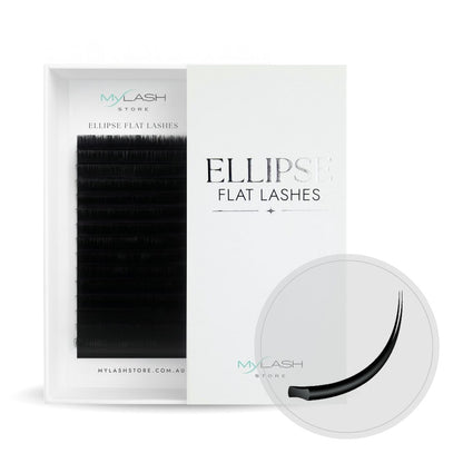 My Lash Store Ellipse Flat Lashes packaging with a pair of lashes on a white background