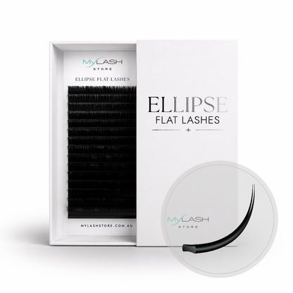 My Lash Store Ellipse Flat Lashes packaging with a pair of lashes on a white background