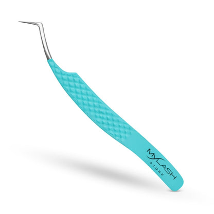 Fibre Tip Lash Tweezers - Angled Boot - Teal