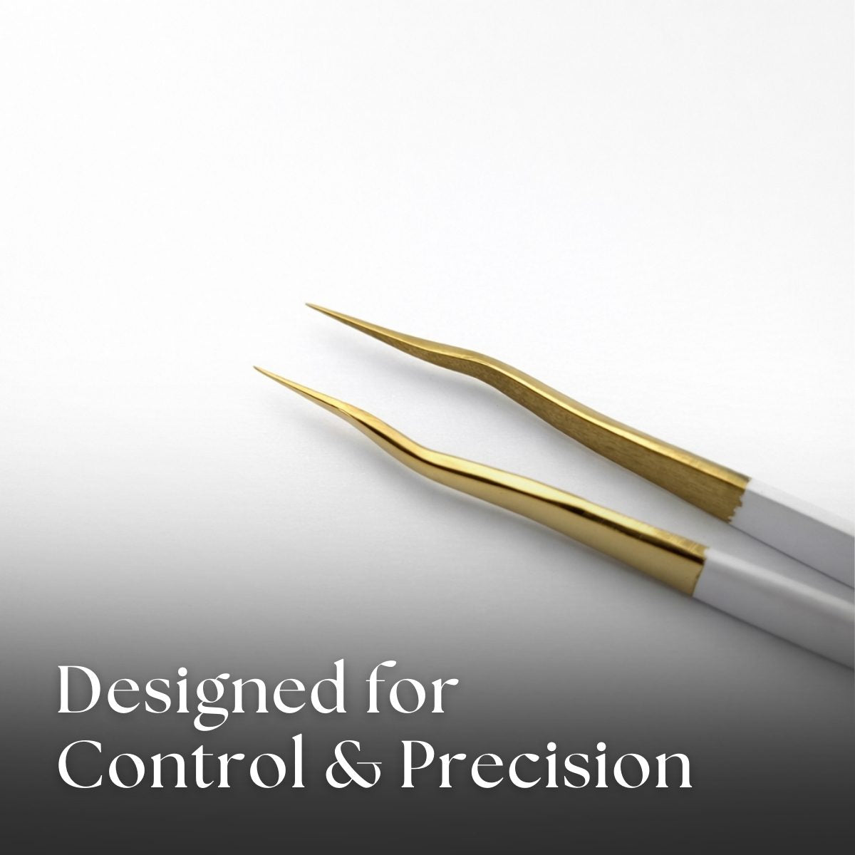 Flex Ergonomic Isolation Tweezers in White &amp; Gold - Close Up
