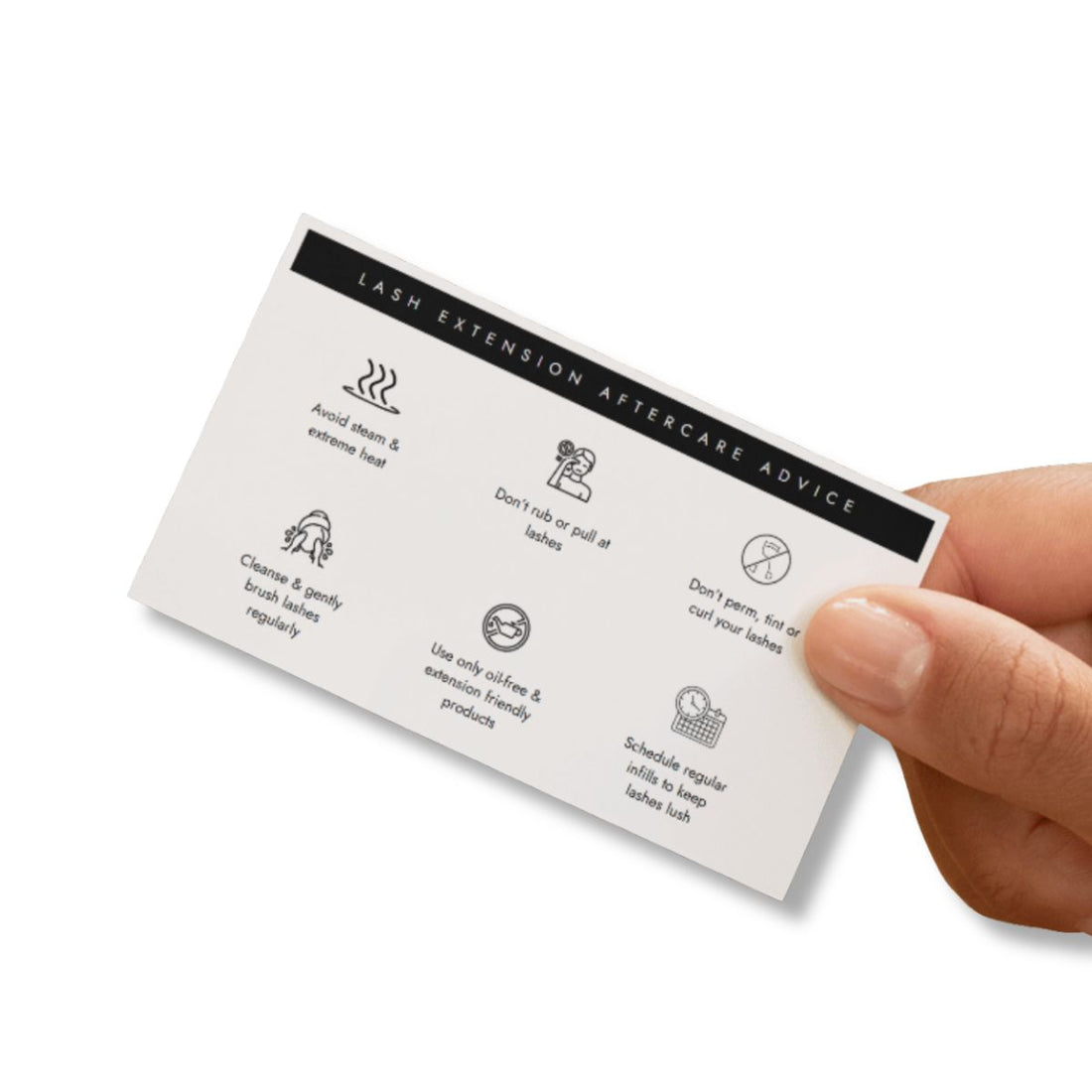 Lash Extension Aftercare Advice Cards - Back