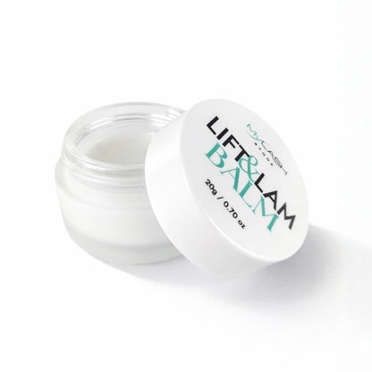 Open jar of Lift &amp; Balm on a white background