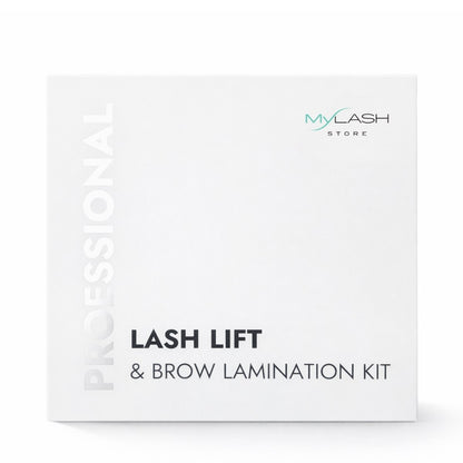 Lash lift and brow lamination kit packaging with &