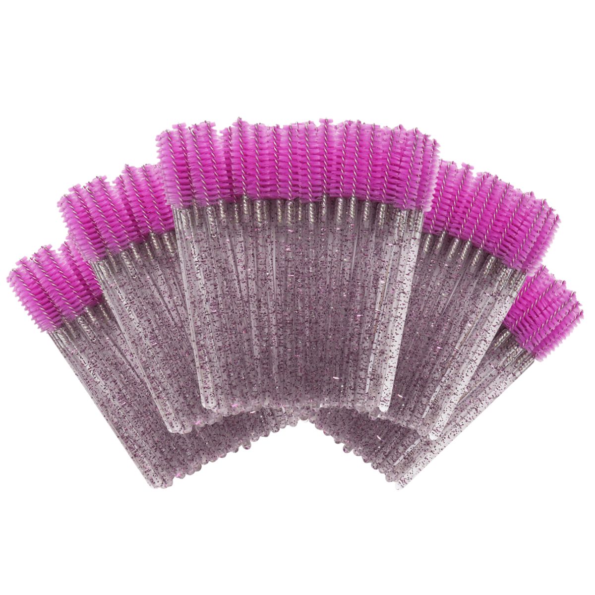 Mascara Brushes for Eyelash Extensions - 5 Pack - Purple Glitter