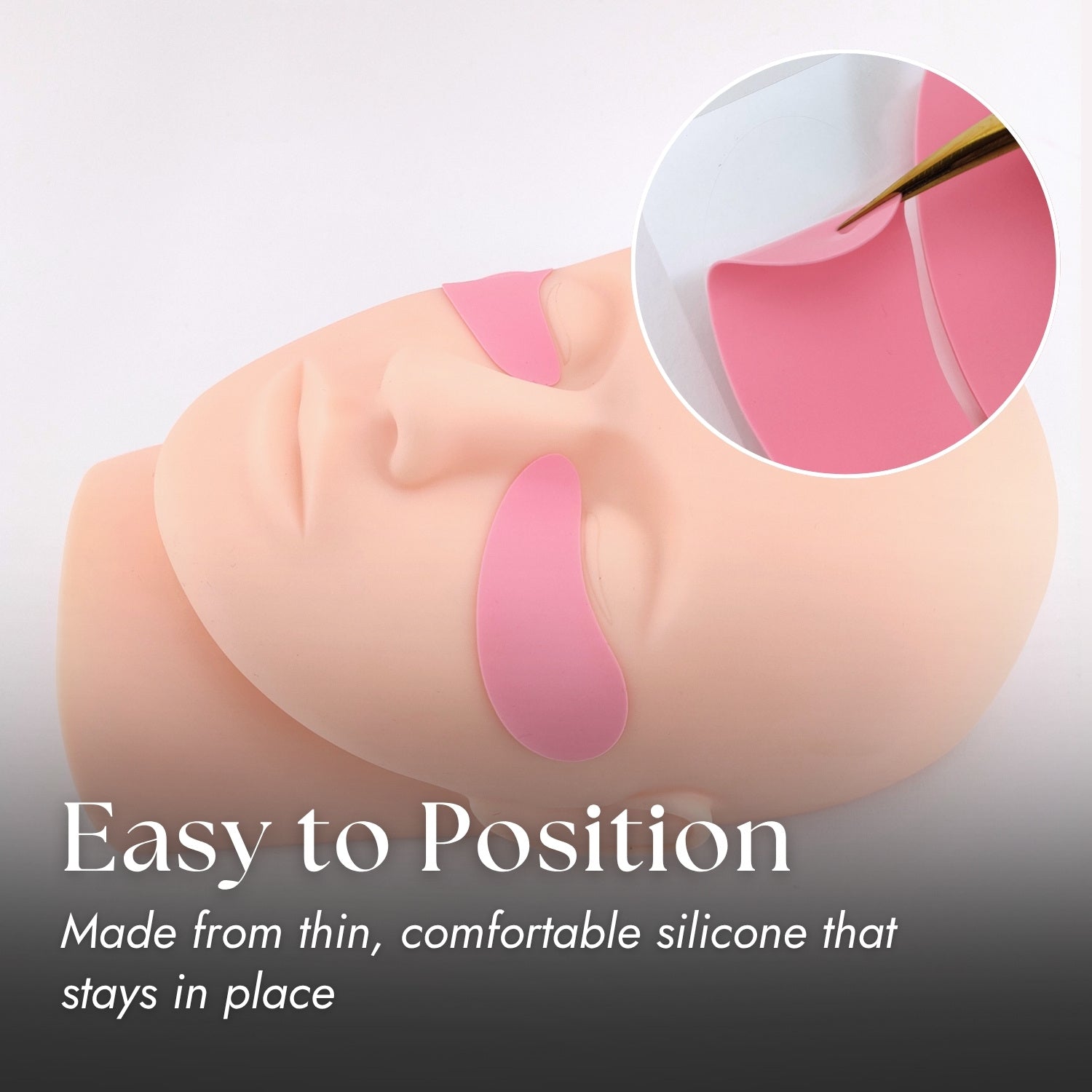 Easy to position silicone eye pads