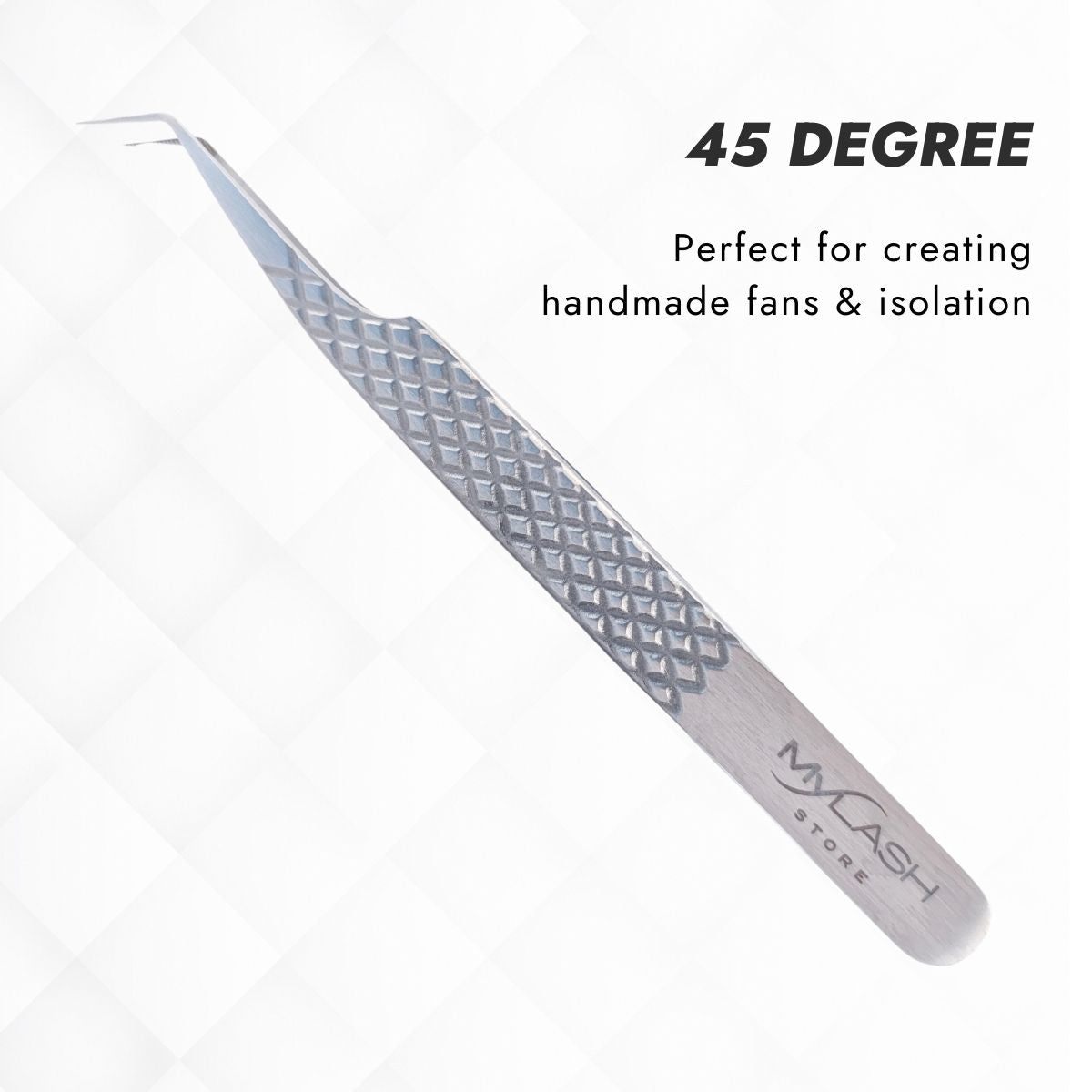 Silver Fibre Tip Lash Tweezers by My Lash Store - 45 Degree Tweezer Information