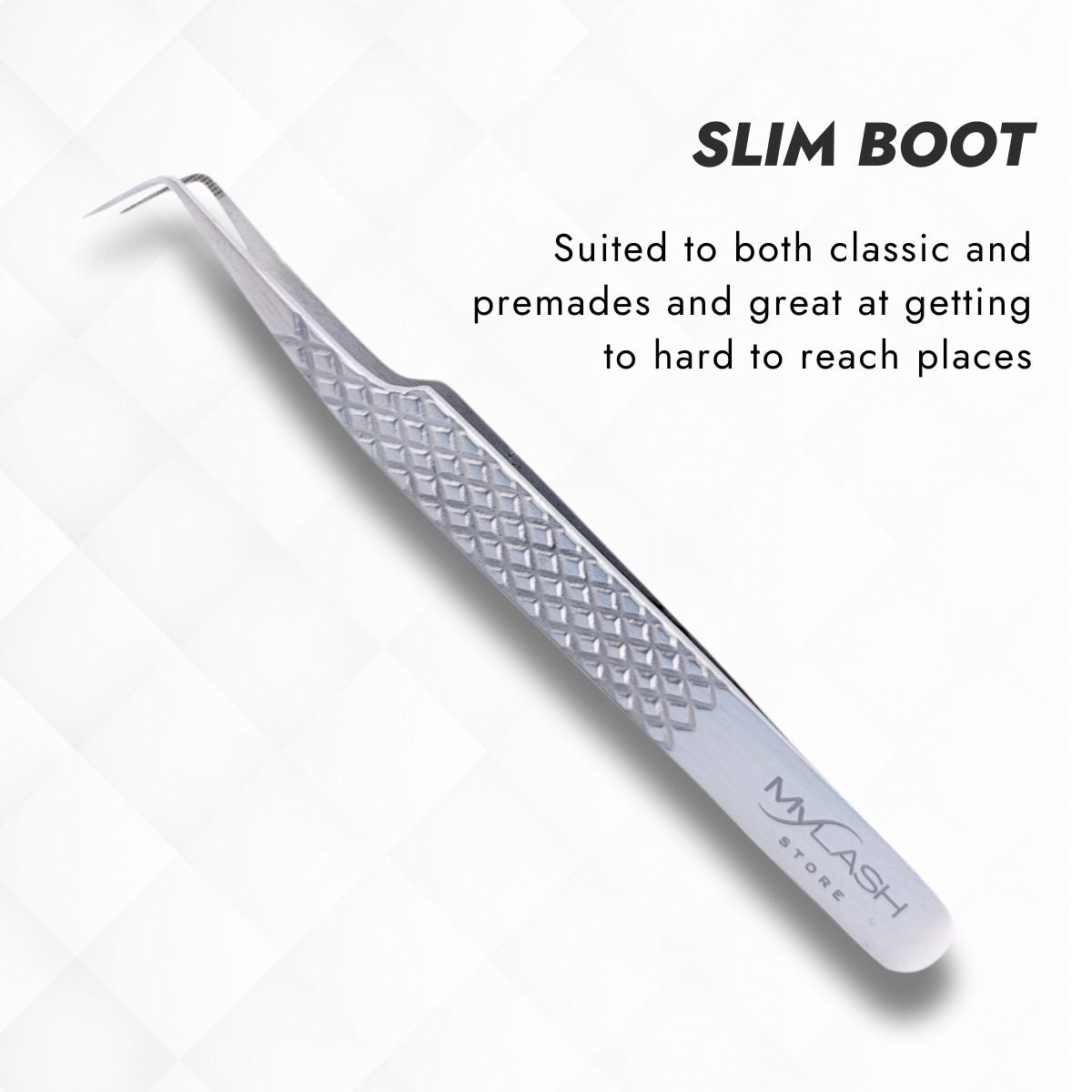 Silver Fibre Tip Lash Tweezers by My Lash Store - Slim Boot Tweezer Information