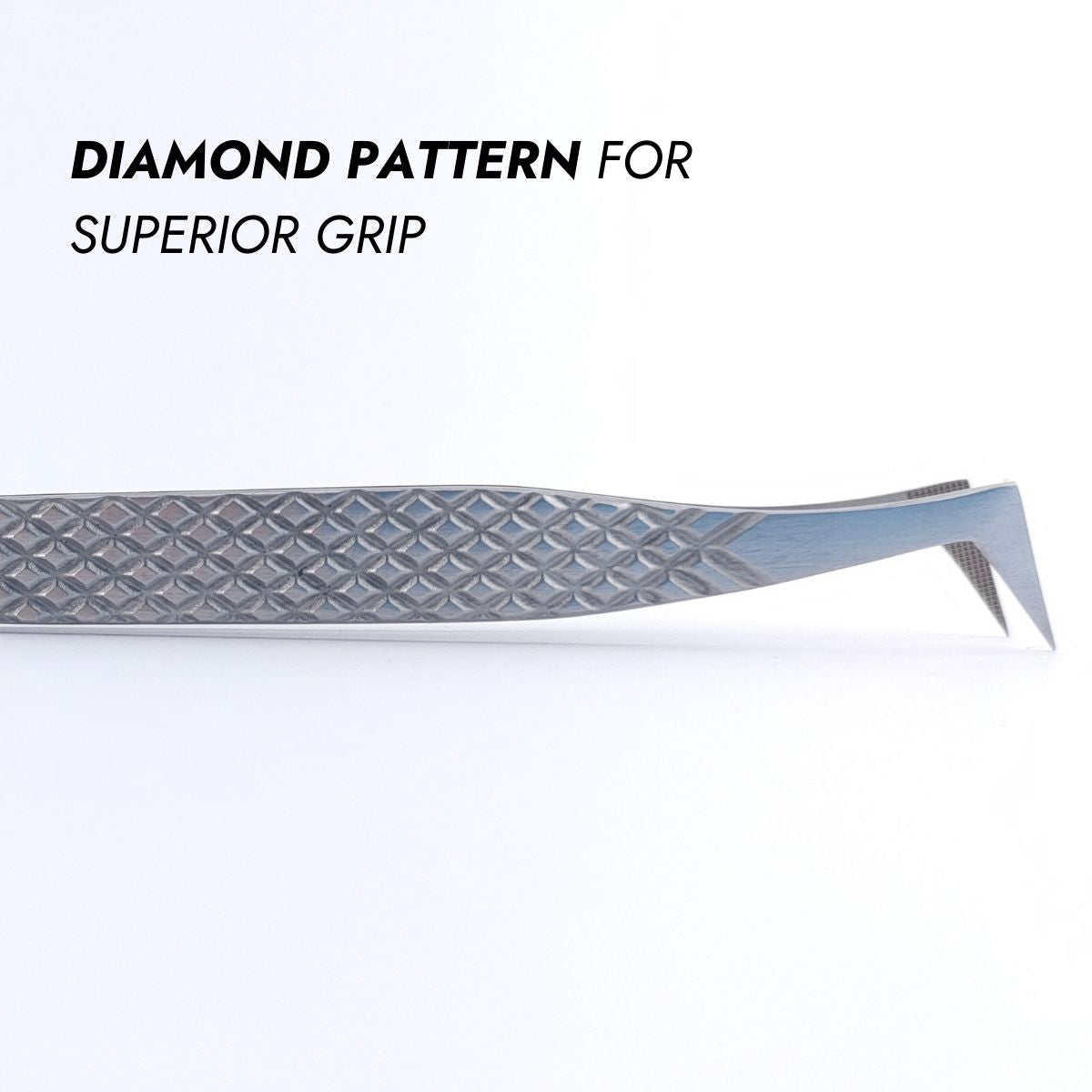 Silver Fibre Tip Lash Tweezer - Diamond Pattern