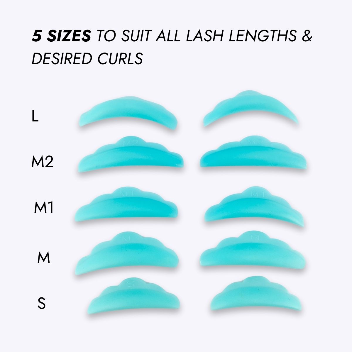 Soft Silicone Lash Lift Shields (5 Sizes) - Size Guide