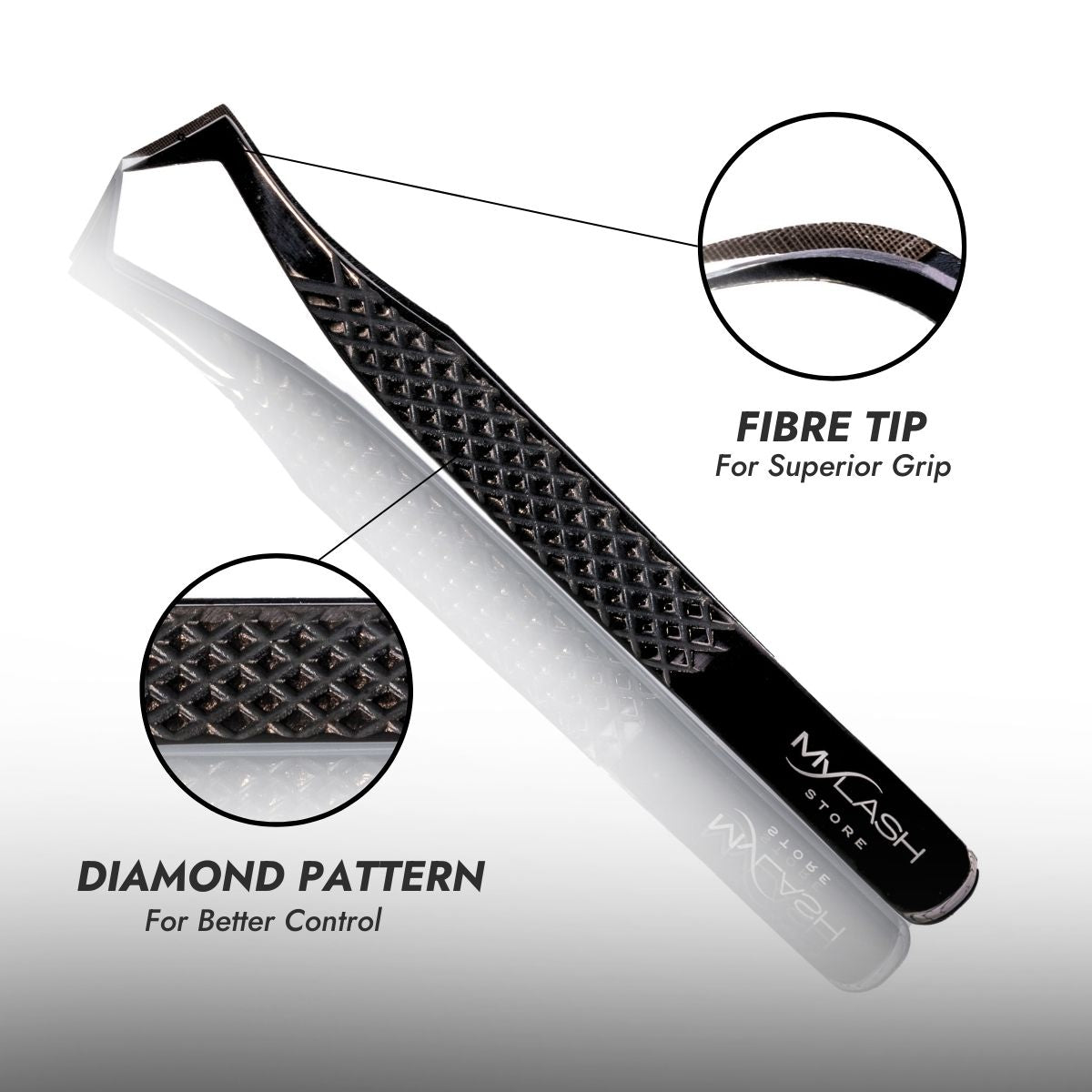 Titanium Black Tweezers with Fibre Tip &amp; Diamond Handle