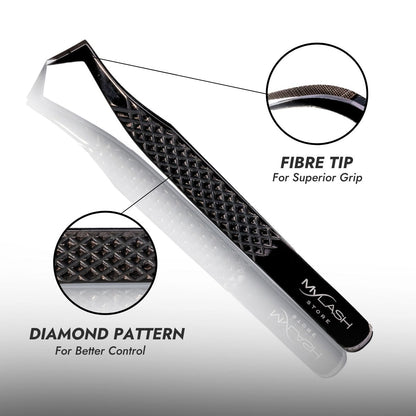 Titanium Black Tweezers with Fibre Tip &amp; Diamond Handle