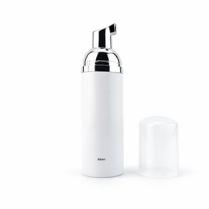 Silver 60ml foaming lash cleanser bottle