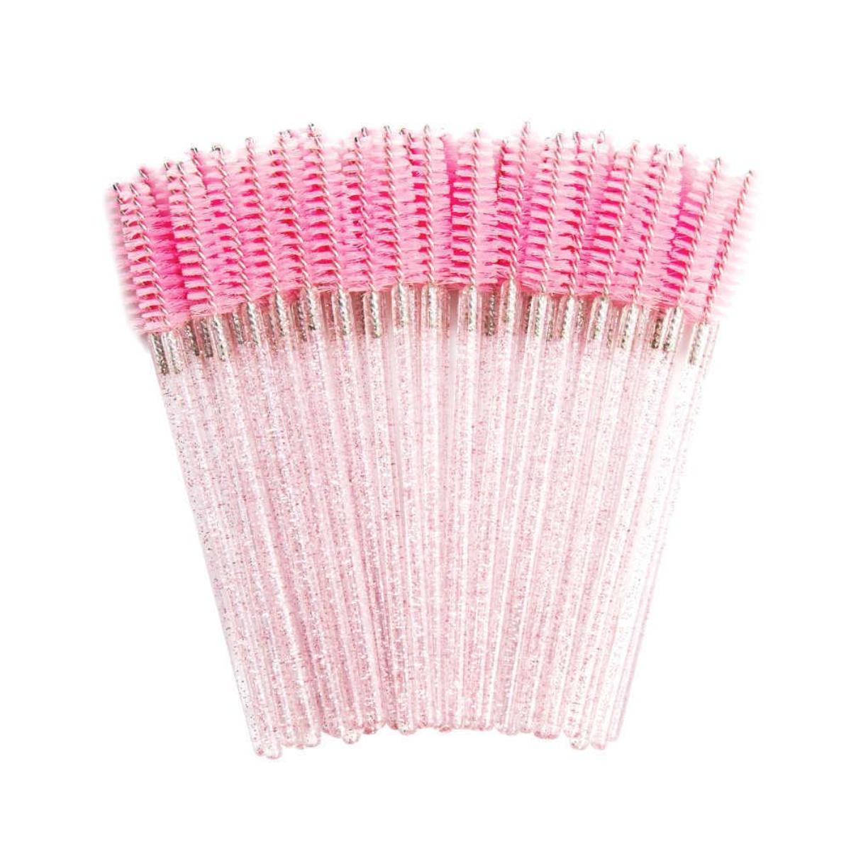 Disposable Mascara Brushes for Eyelash Extension Application - Pink Glitter