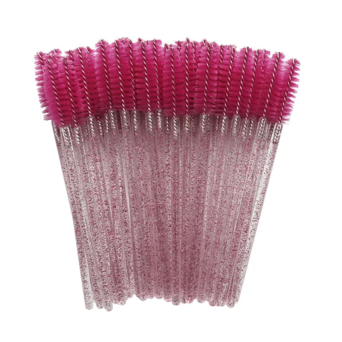 Disposable Mascara Brushes for Eyelash Extension Application - Rose Glitter