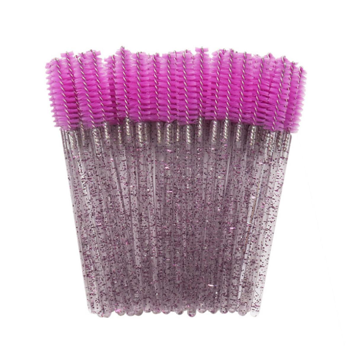 Disposable Mascara Brushes for Eyelash Extension Application - Purple Glitter