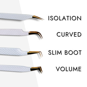 Fibre Tip Lash Tweezers - Isolation, Curved, Slim Boot, Volume