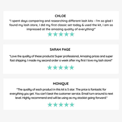 My Lash Store Essentials Lash Kit Customer Testimonials